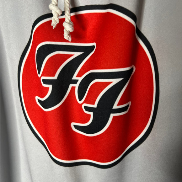 Foo Fighters Pullover Hoodie Size M in Gray with Red and Black FF Logo Unisex - Picture 2 of 4